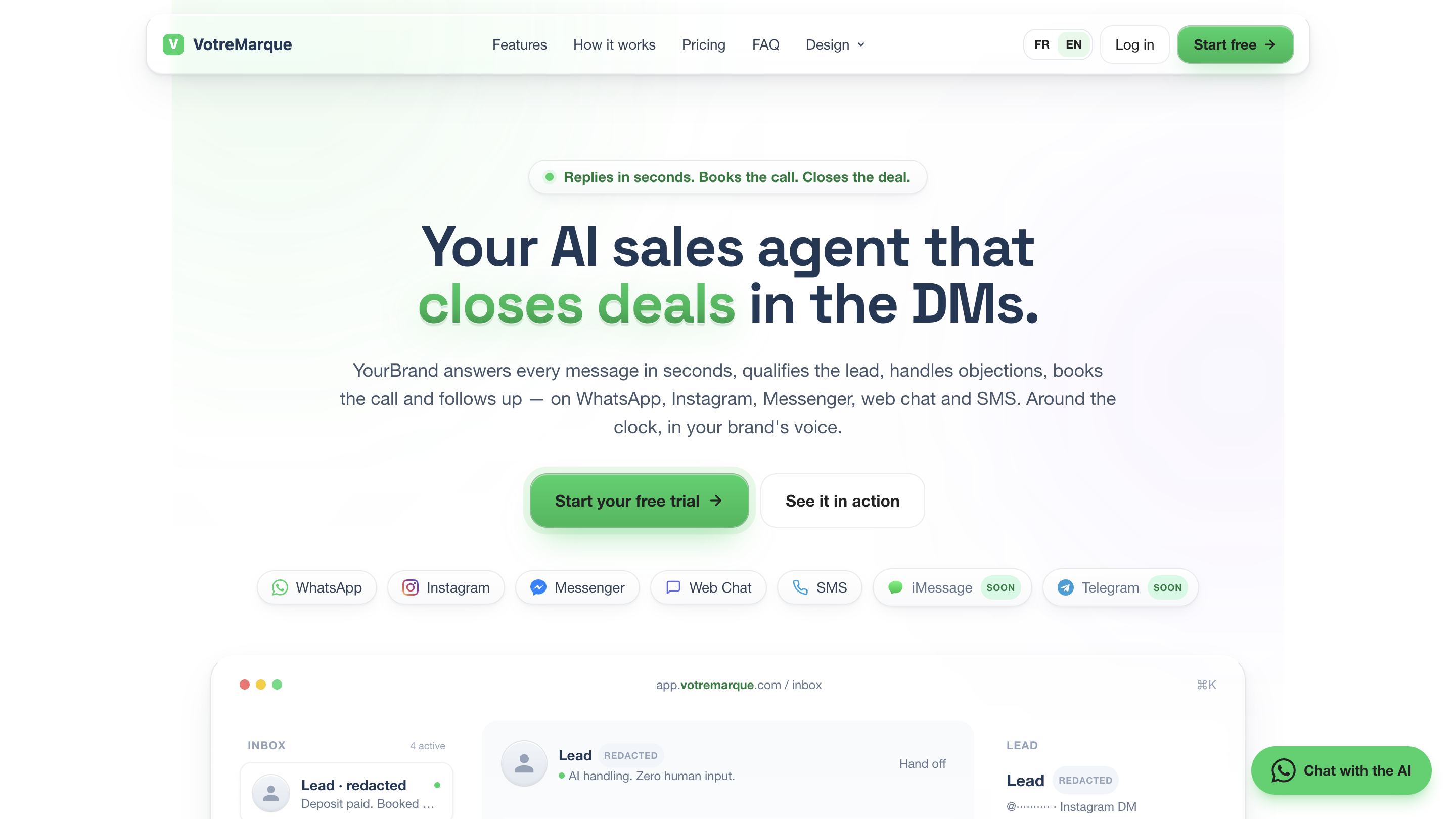 Home page of the ready-made sales template provided to agencies